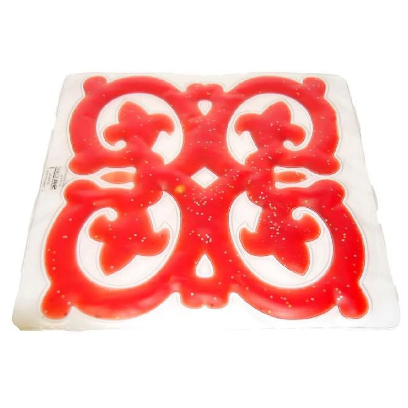 Red jelly-like substance on a white background