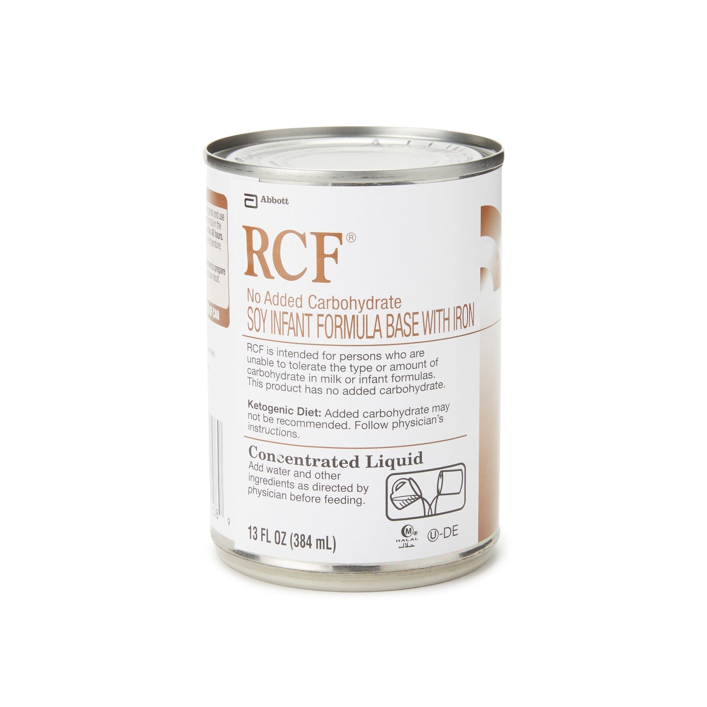 RCF no added carbohydrate soy infant formula base can on a white background