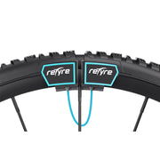 Bicycle tire with retyre branding on a white background