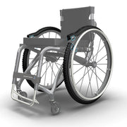Wheelchair with mountain bike wheels on a white background
