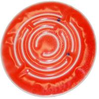 Red ceramic plate with white concentric circles