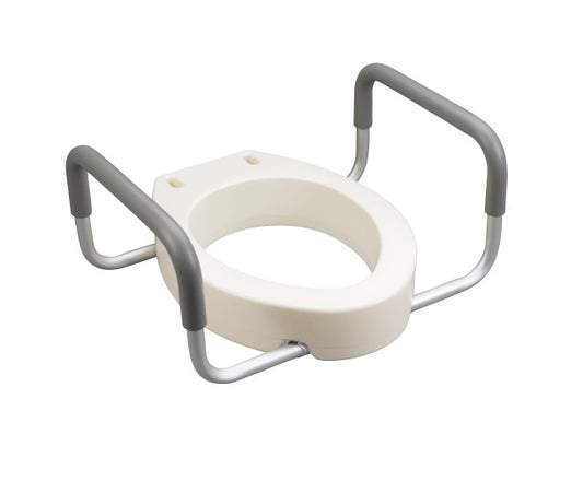 Premium Raised Toilet Seat with Removable Arms - Elongated