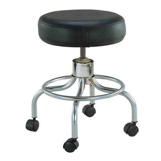 Black stool with wheels on a white background