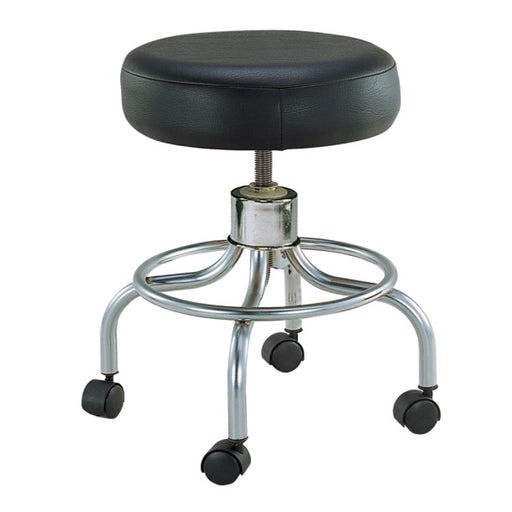 Black stool with wheels on a white background