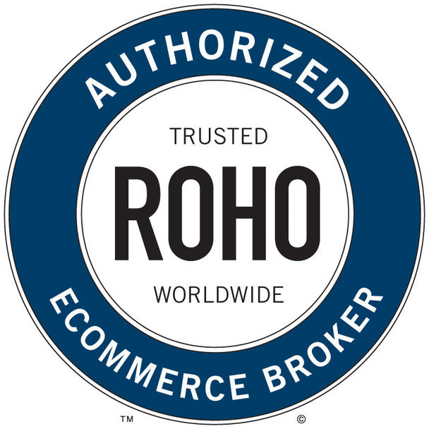 Circular logo with 'AUTHORIZED Trusted ROHO WORLDWIDE ECOMMERCE BROKER' text on a white background