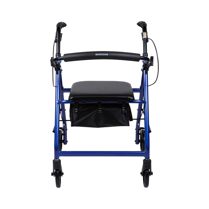 Blue walker with a seat on a white background