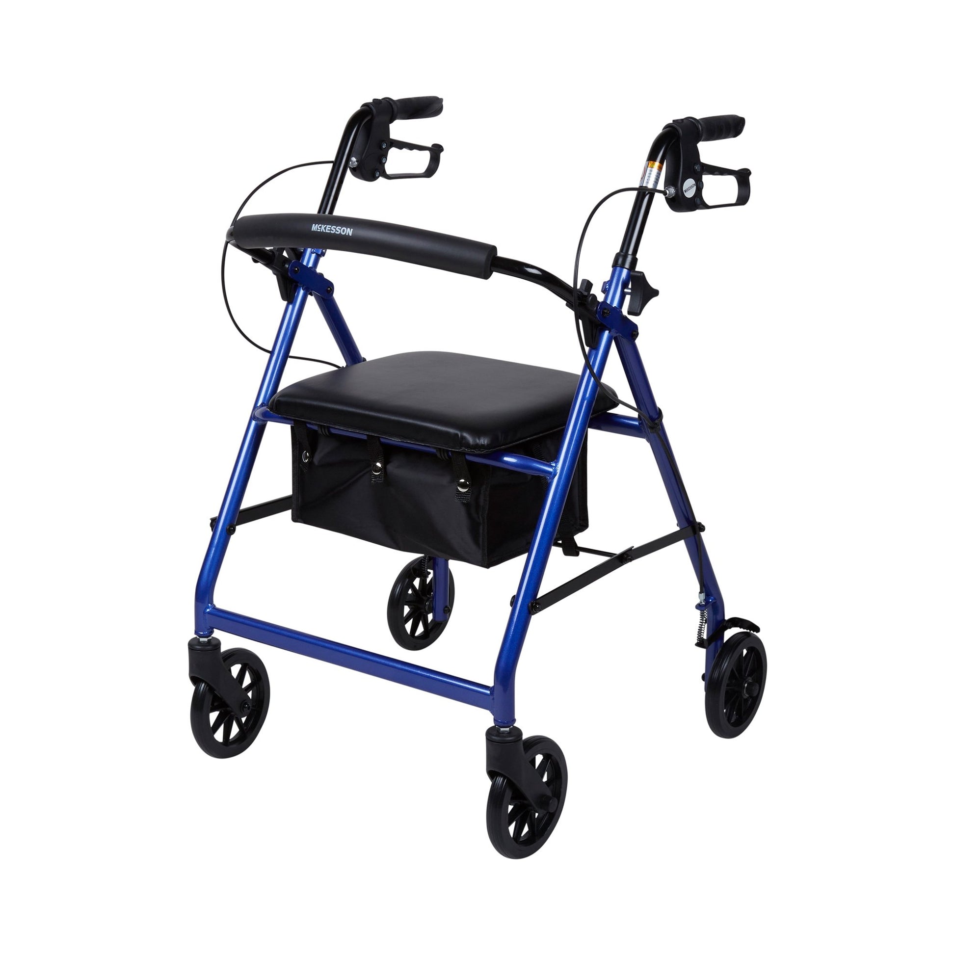 Blue walker with black seat on a white background