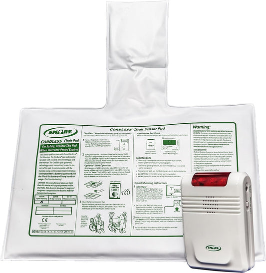 SpliFit cordless chair pad with packaging and warning label on a white background