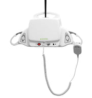 White medical device with a cord on a white background