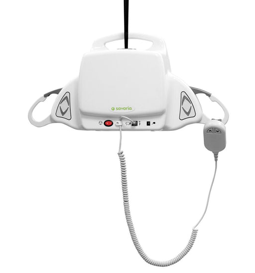 White medical device with a cord on a white background