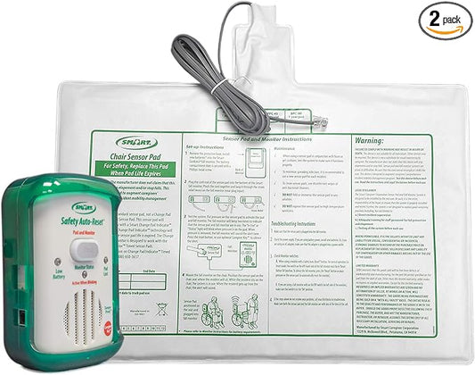 Safety Auto-Test chair sensor pad with packaging and manual on a white background