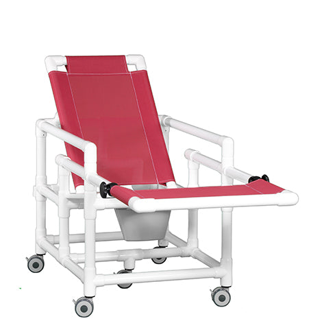 RECLINING SHOWER CHAIR COMMODE, FLAT SEAT