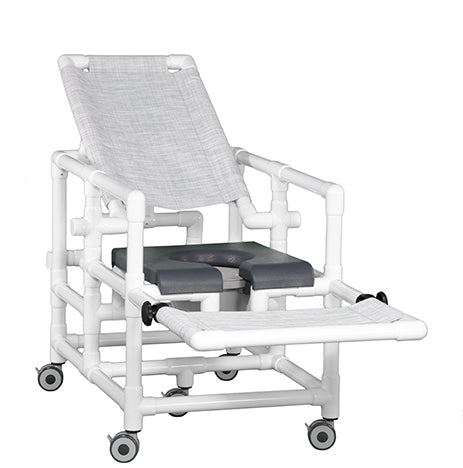 RECLINING SHOWER CHAIR COMMODE, DELUXE SOFT SEAT