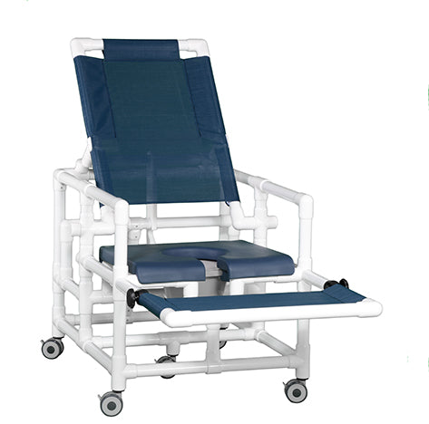 OVERSIZE RECLINING SHOWER CHAIR COMMODE, DELUXE SOFT SEAT