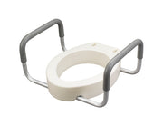 White toilet seat with gray metal frame on a white background