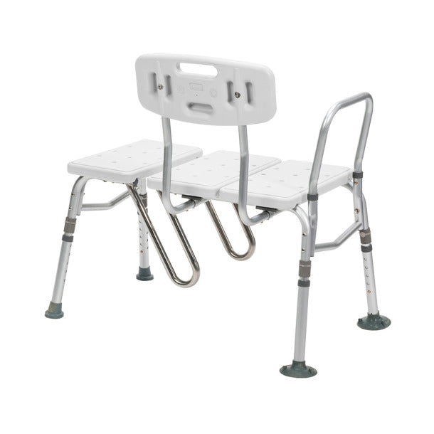 Metal bath bench with backrest on a white background