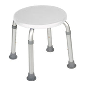 Round shower stool with adjustable height on a white background