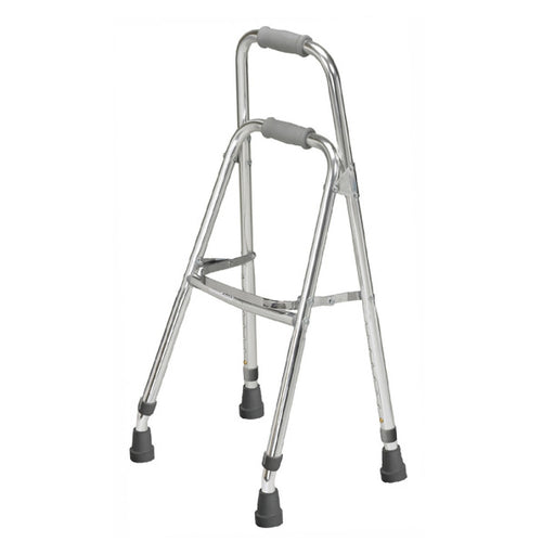 Silver walker with gray handles on a white background