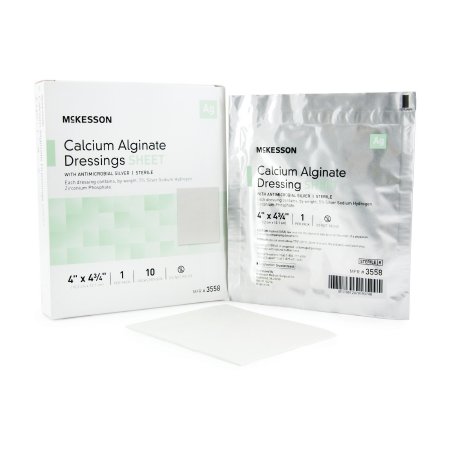 Two McKesson calcium alginate dressing packages on a white background