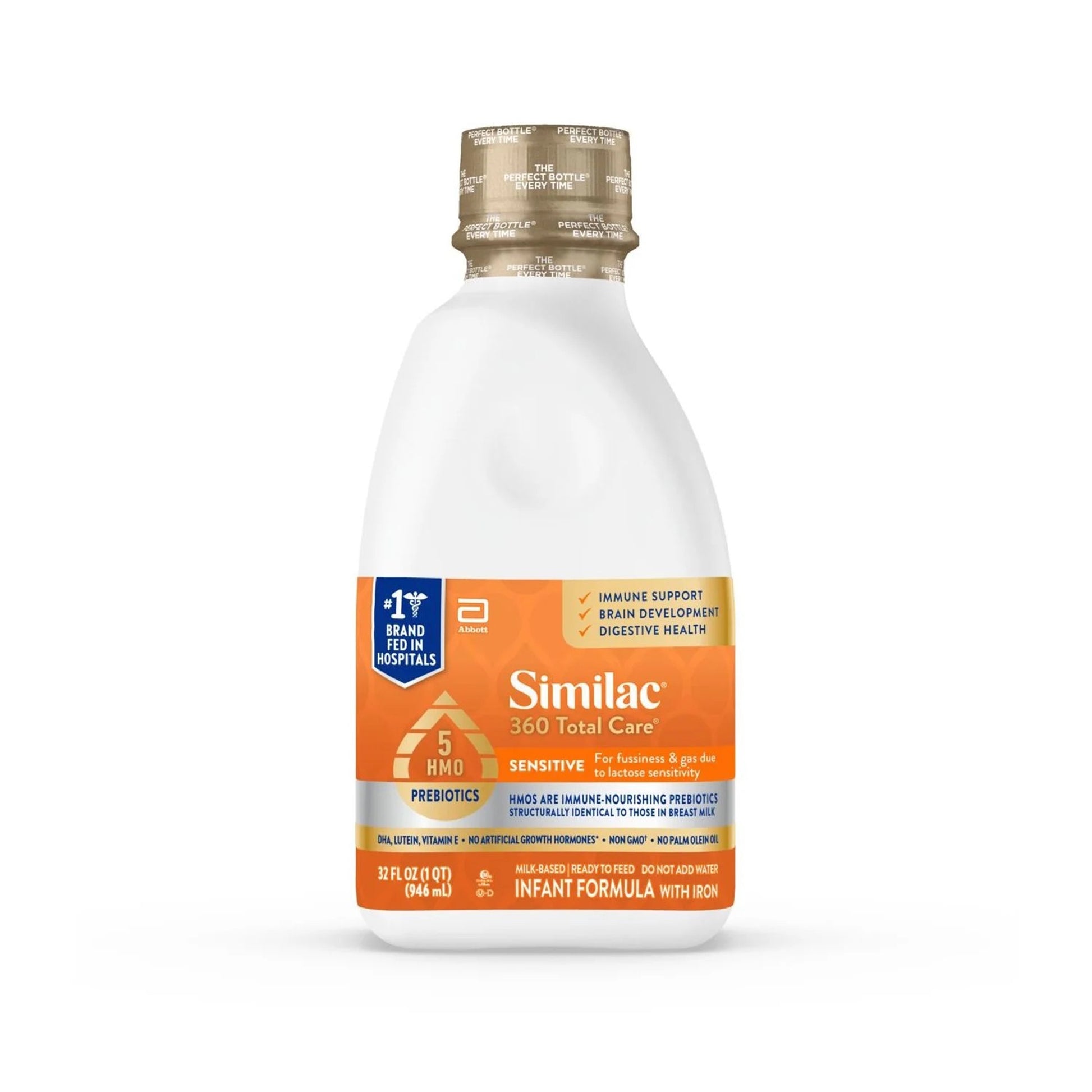 Similac 360 Total Care infant formula bottle on a white background