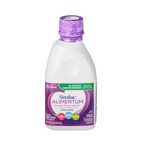 Similac Alimentum infant formula bottle on a white background