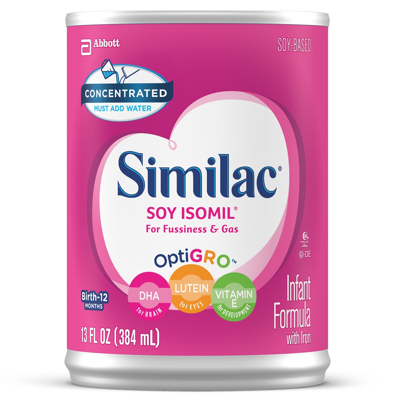 Similac Soy Isomil infant formula can on a white background
