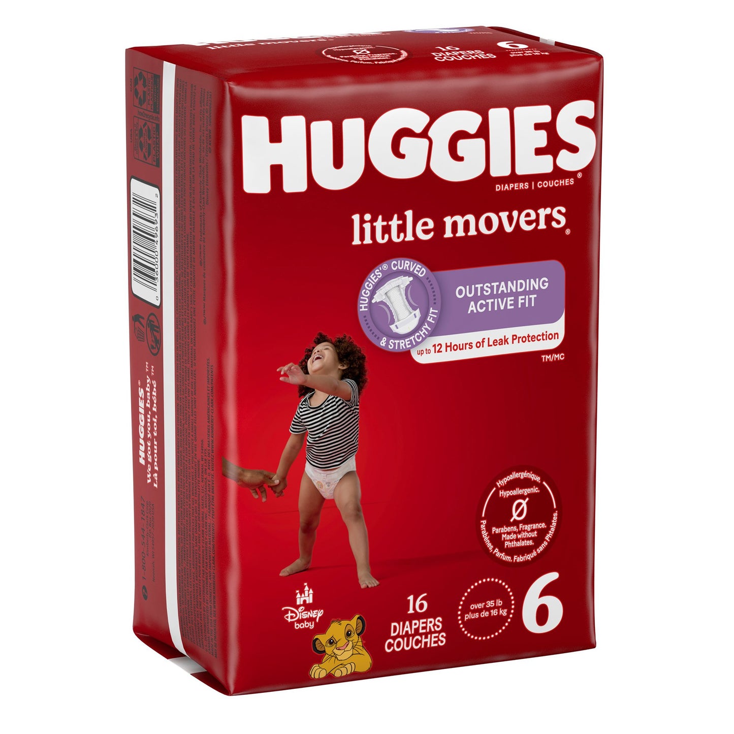 Huggies Little Movers diapers packaging on a white background