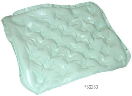 Light green cushion with wavy texture on a white background