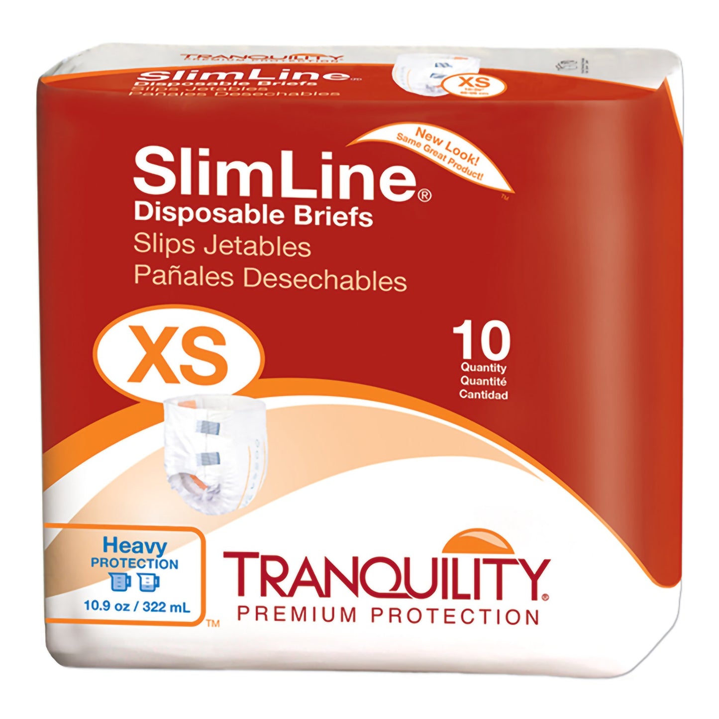Pack of Tranquility SlimLine disposable briefs for children in size XS on a white background