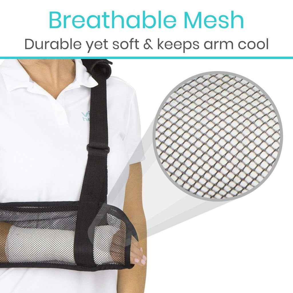Mesh arm support with breathable mesh design, showing durability and comfort.