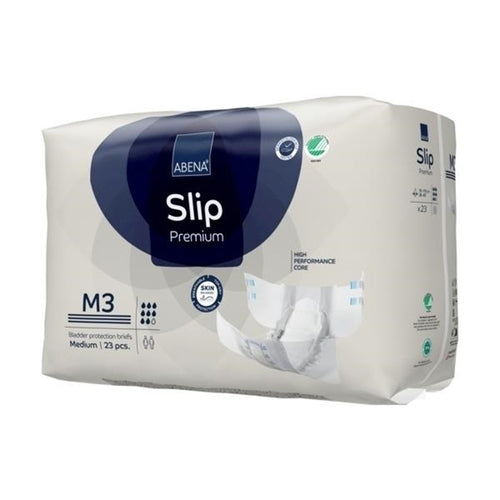 Pack of Abena Slip Premium M3 in white packaging on a white background