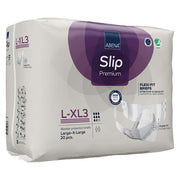 Package of Abena Slip Premium large-X-large bladder protection briefs on a white background