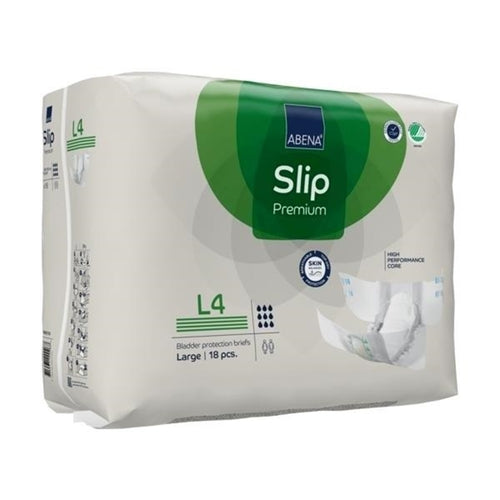 Pack of Abena Slip Premium bladder protection briefs on a white background