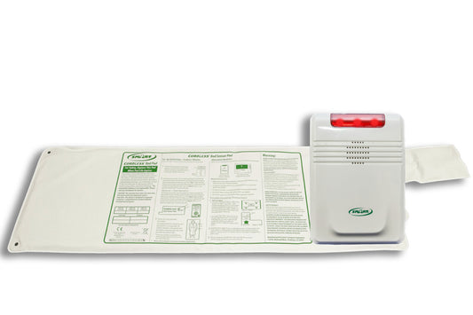 White electronic device with a red light on a white background