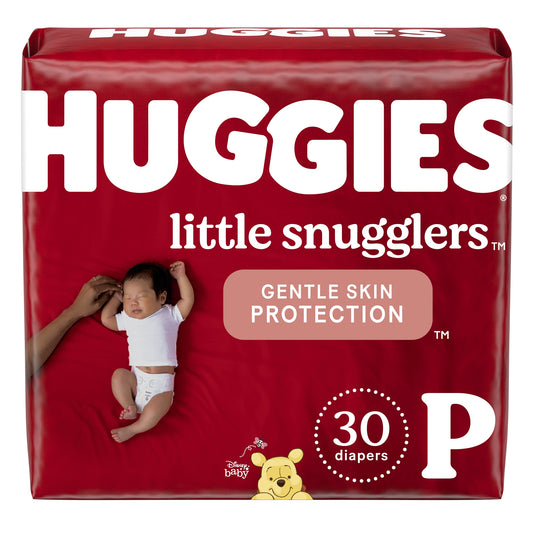 Huggies Little Snugglers diapers package on a white background