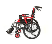 Wheelchair with red accents on a white background