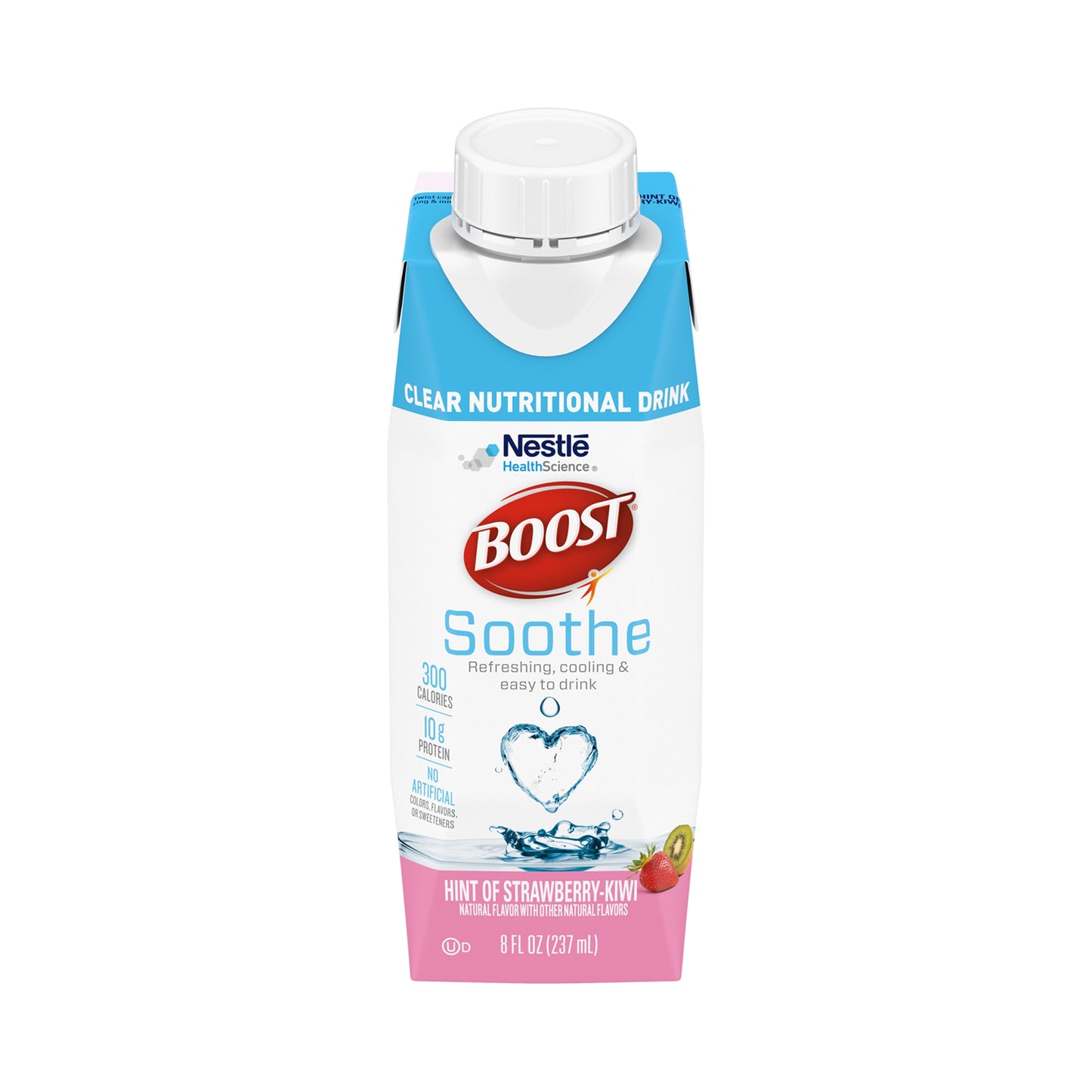 Nestle Boost Soothe clear nutritional drink package on a white background