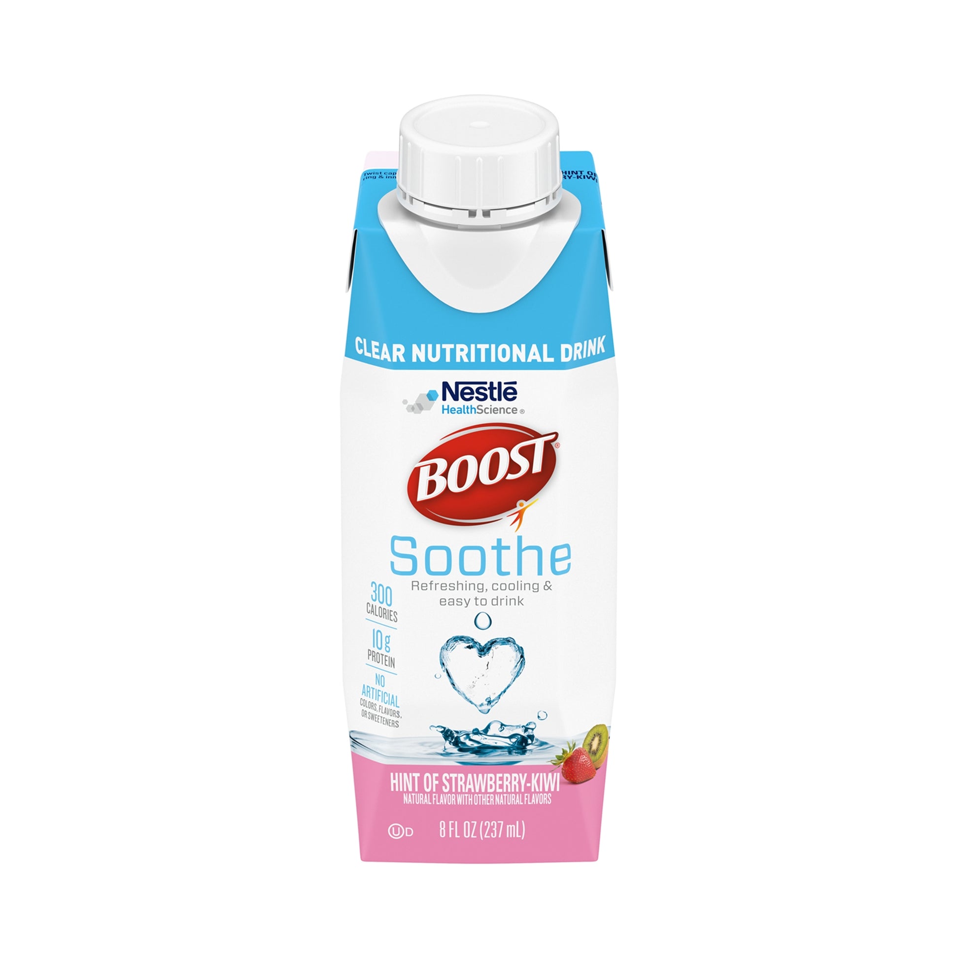 Nestle Boost Soothe clear nutritional drink package on a white background