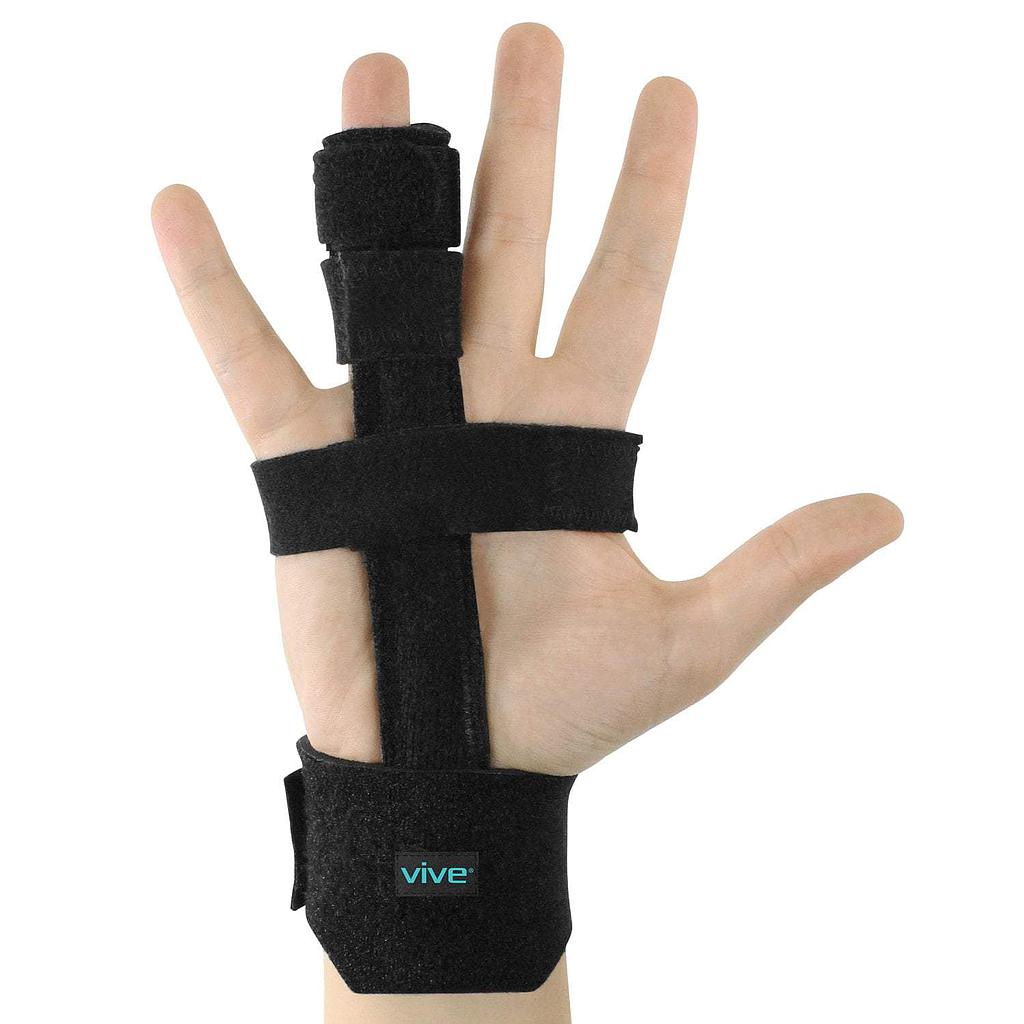 Black wrist support brace on a hand with 'Vive' branding, against a white background
