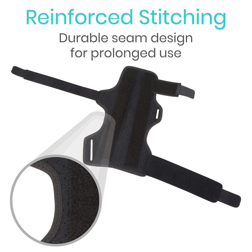 Black protective gear with reinforced stitching for prolonged use on a white background