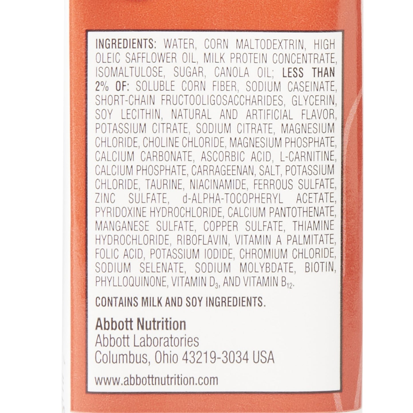 Ingredients list on a product label with a white background
