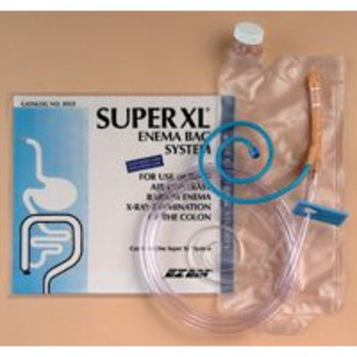 Super XL Enema Bag System packaging on a beige background