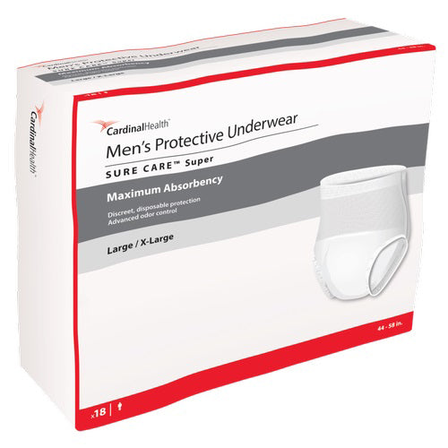 Box of Cardinal Health Men's Protective Underwear on a white background