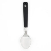 Spoon with black handle on a white background