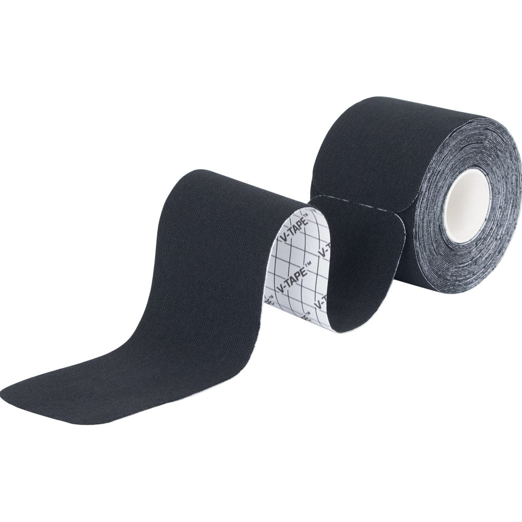 Roll of black K-Tape on a white background