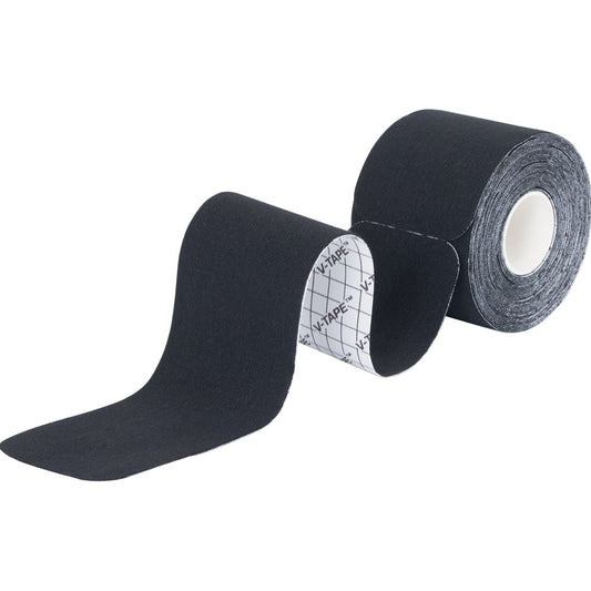 Roll of black K-Tape on a white background