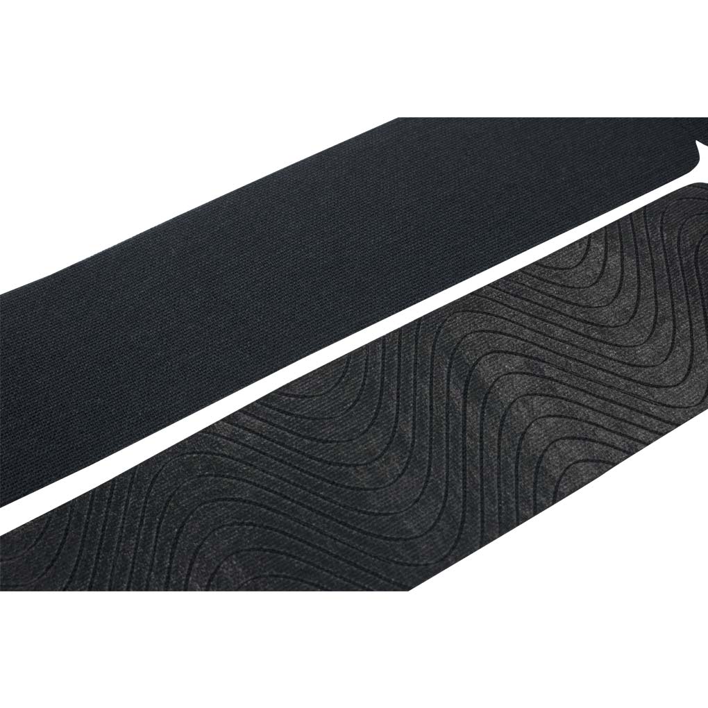 Black textured mat with a white border on a white background