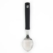 Spoon with black handle on a white background