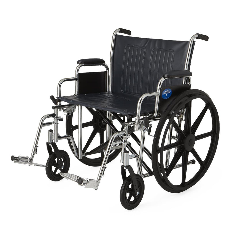 Wheelchair with black seat and wheels on a white background