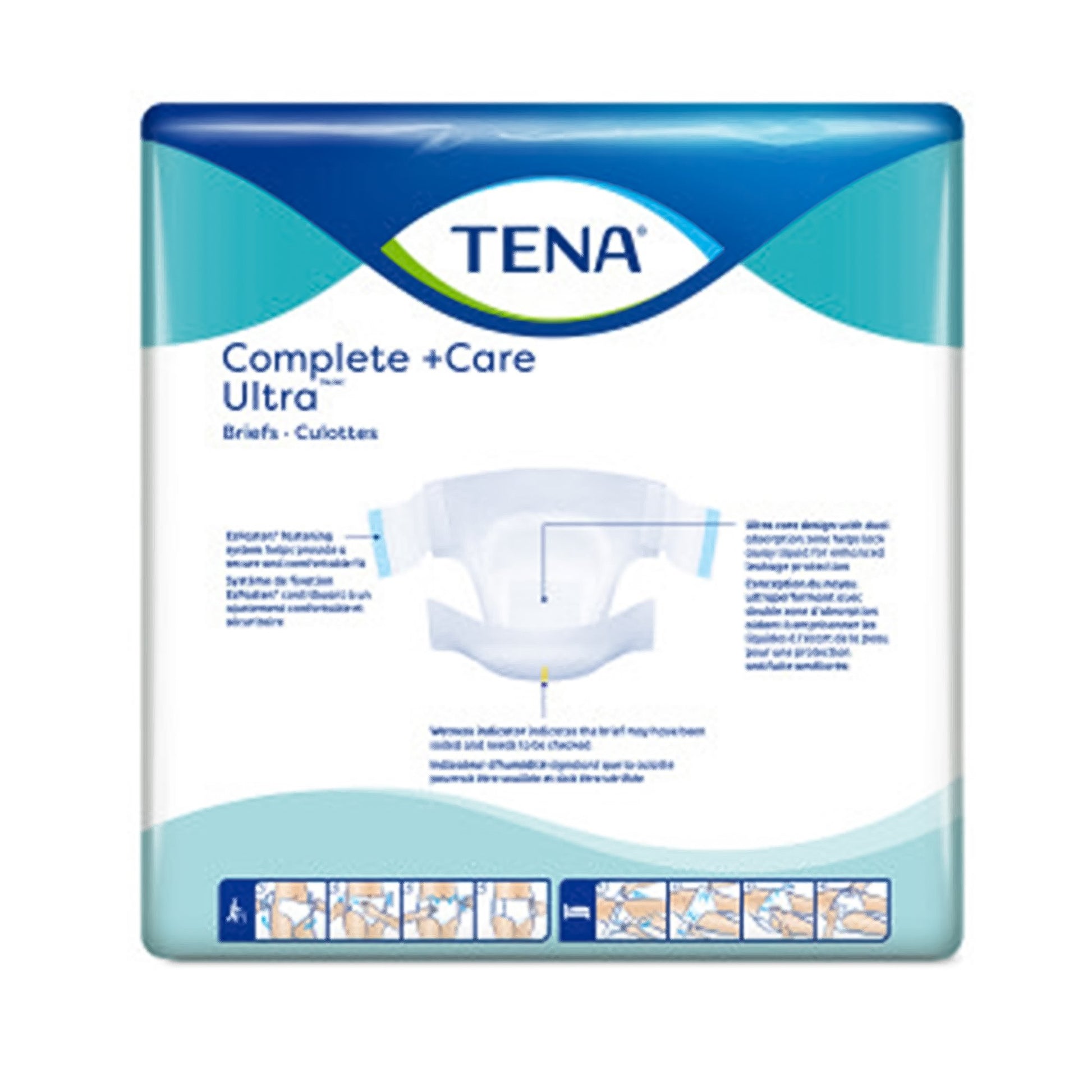 TENA Complete + Care Ultra product packaging on a white background